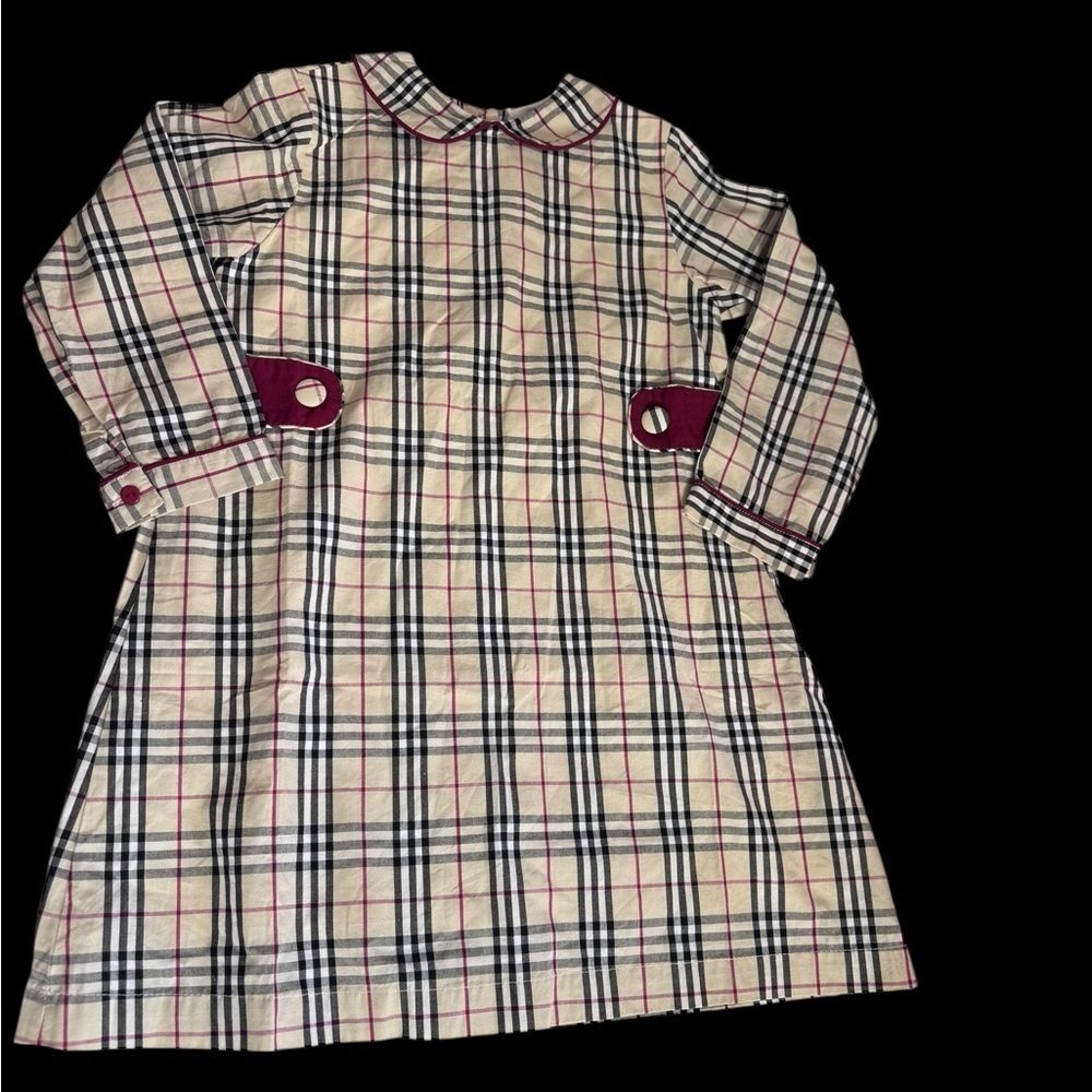 The Oaks Stylish Plaid Kids Dress with Burgundy Accents